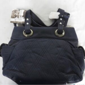 B. MAKOWSKY Navy/Gold/Silver Leather Shoulder Bag